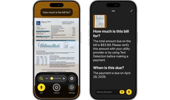 Image showing Apple's new Image recognition feature in VoiceOver at work, which is detailing a bill