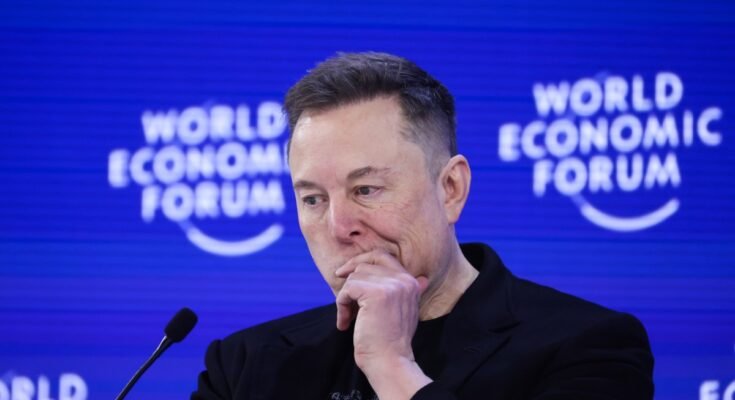Elon Musk, chief executive officer of Tesla Inc., during the World Economic Forum (WEF) in Davos, Switzerland, on Thursday, Jan. 22, 2026.