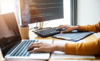 Software engineers programmer development coding a solution data.