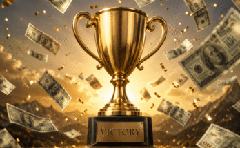 Victory, winner, dollars, dollar signs