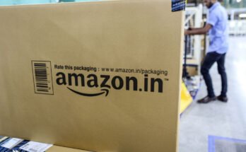 A package sits ready for shipment at the Amazon.com Inc. fulfillment center in Hyderabad, India