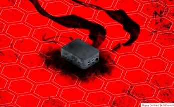 An illustration of a burned out router or firewall, indicating a breach.