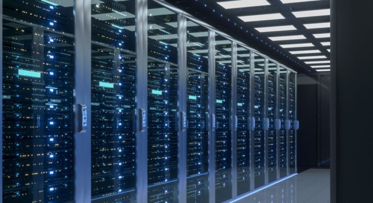 Futuristic looking data center.