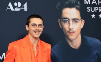 Timothée Chalamet attends A24's "Marty Supreme" New York premiere on December 16, 2025 in New York City.