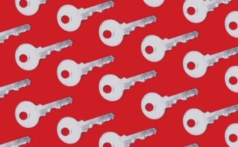 Keys on a red background