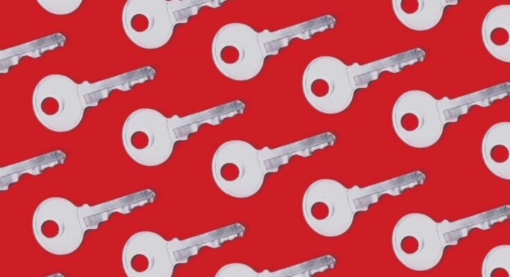 Keys on a red background